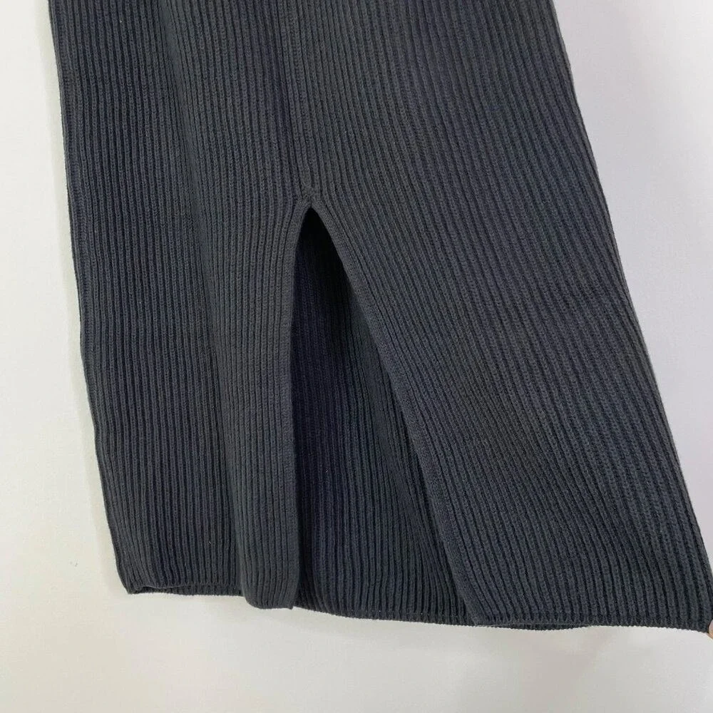 Everlane The Organic Cotton Sweater Midi Skirt‎ Size XXS Black Ribbed Knit NWT